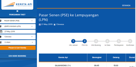 Cara Memesan Tiket Keret Api Online