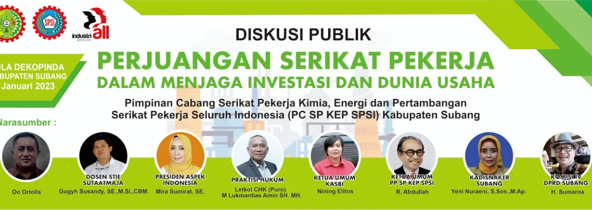 Diskusi Publik Perjuangan Serikat Pekerja  Digelar Besok di Subang, Bentuk Andil Jaga Investasi dan Dunia Usaha 