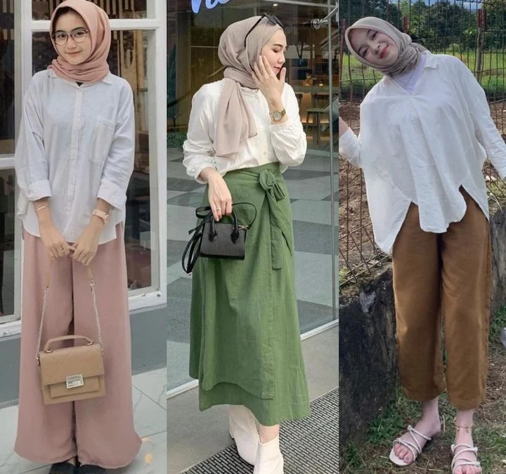 OOTD Kemeja Putih Perempuan Hijab, Simple dan Kece!