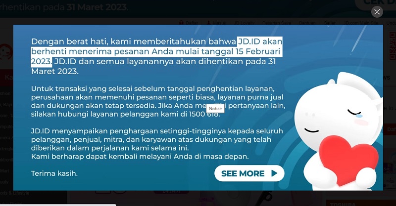 JD ID Bangkrut? Umumkan Berhenti Beroperasi Pada Maret 2023, Akibat Terapkan Strategi Bakar Duit?