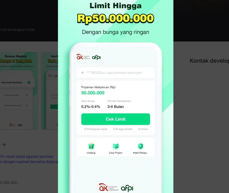 Daftar di Sini, Pinjaman 500 Ribu Langsung Cair Legal Diawasi OJK, Pas Nih Jadi Rekomendasi 2023 (via easycash 2)