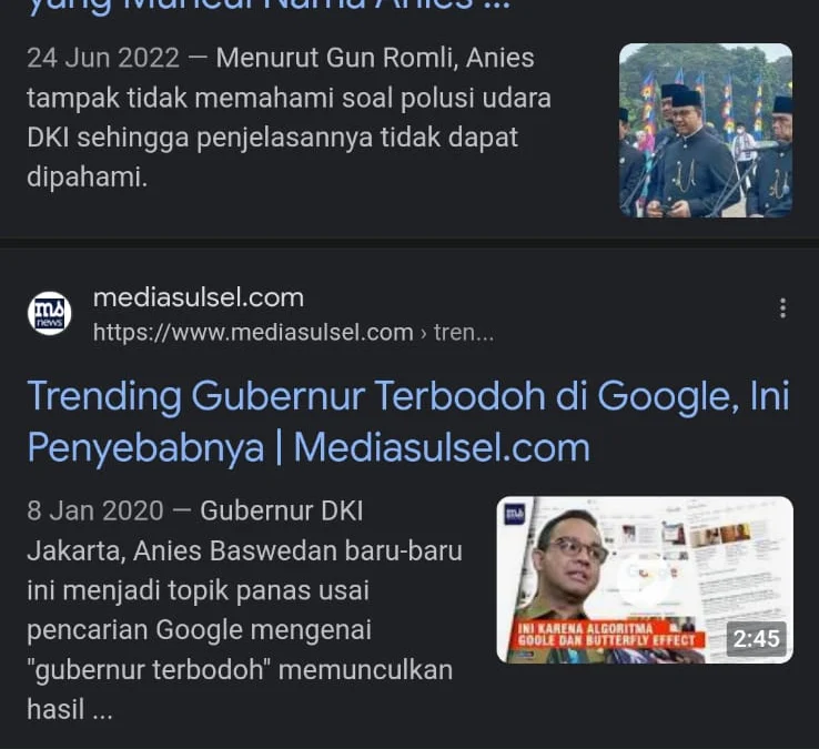 google search gubeernur terbodoh