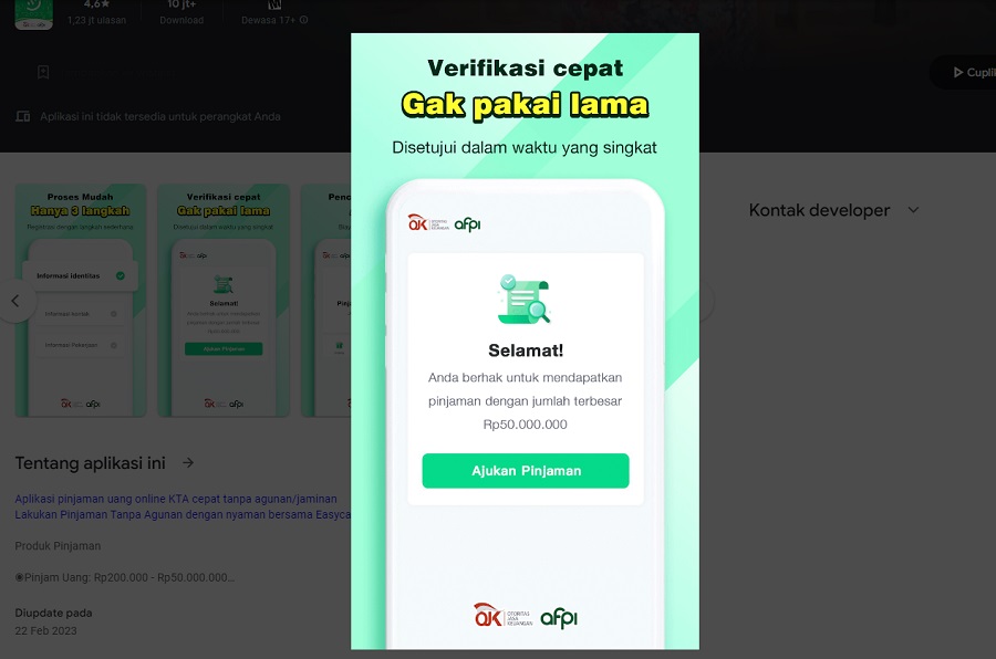 Simulasi EasyCash, Kredit Dana Online Terpercaya Diawasi OJK, Maksimal Cair Rp. 50.000.000, Lihat di Sini