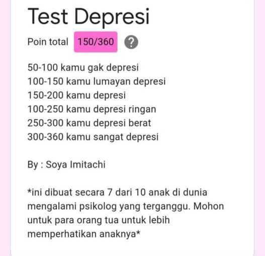 Link Ujian Tes Depresi Google Form! "Tanda Seseorang Menyembunyikan Depresi"