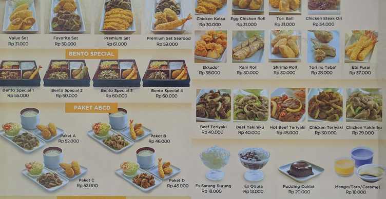 Daftar Harga Hoka-Hoka Bento