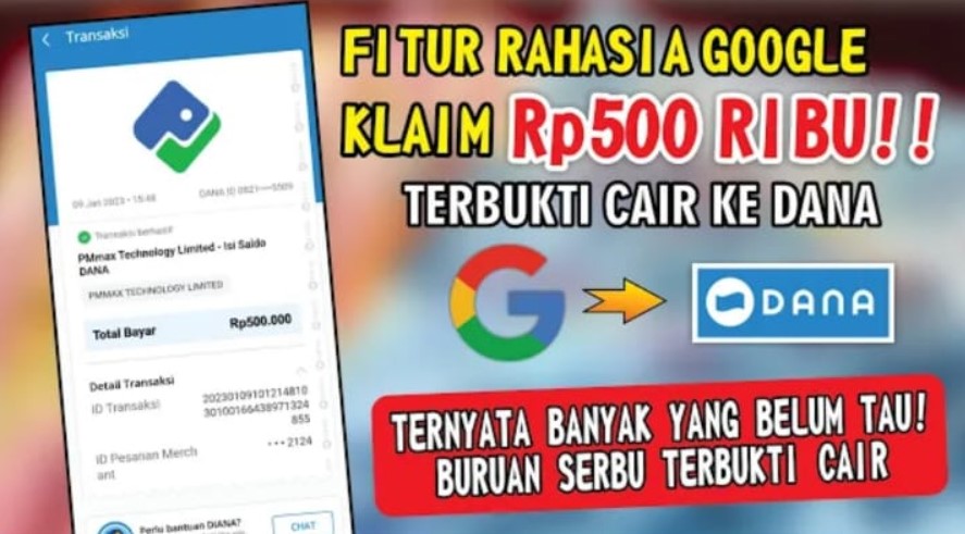 Cara Mendapatkan Saldo Dana Gratis 500 Ribu dari Google