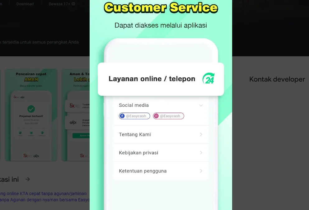 Simulasi Pinjaman Easycash, Kredit Dana Online Mudah Legal Diawasi OJK (via easycash)