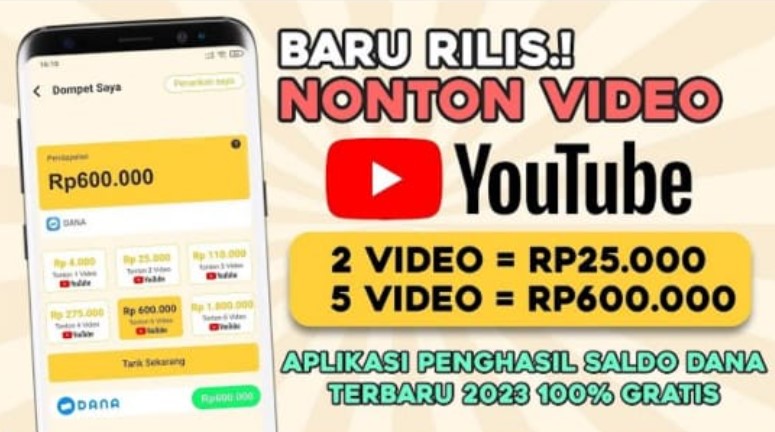 Cara Nonton Video YouTube Dibayar Saldo Dana 500 Ribu Secara Gratis 2023!