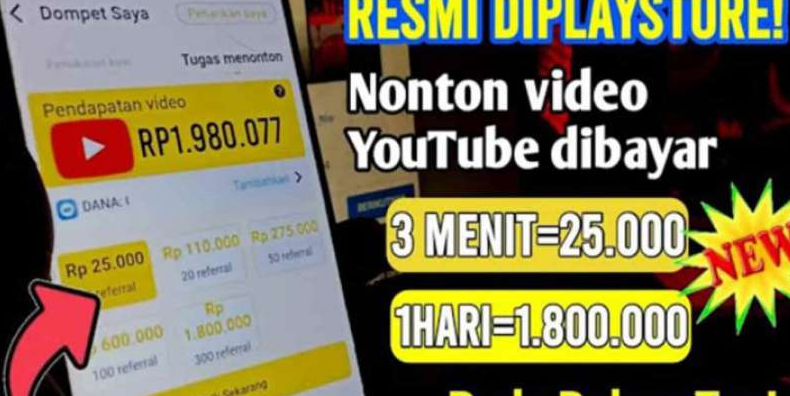 Cara Dapat Uang Gratis dari Nonton Youtube, Simpel, Gak Perlu Skill Digajih Rp 100 Ribu