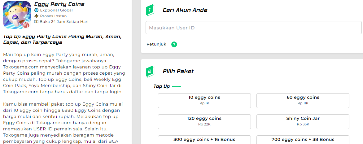 Top Up Eggy Party Murah Bonusnya Banyak(tokogame.com)