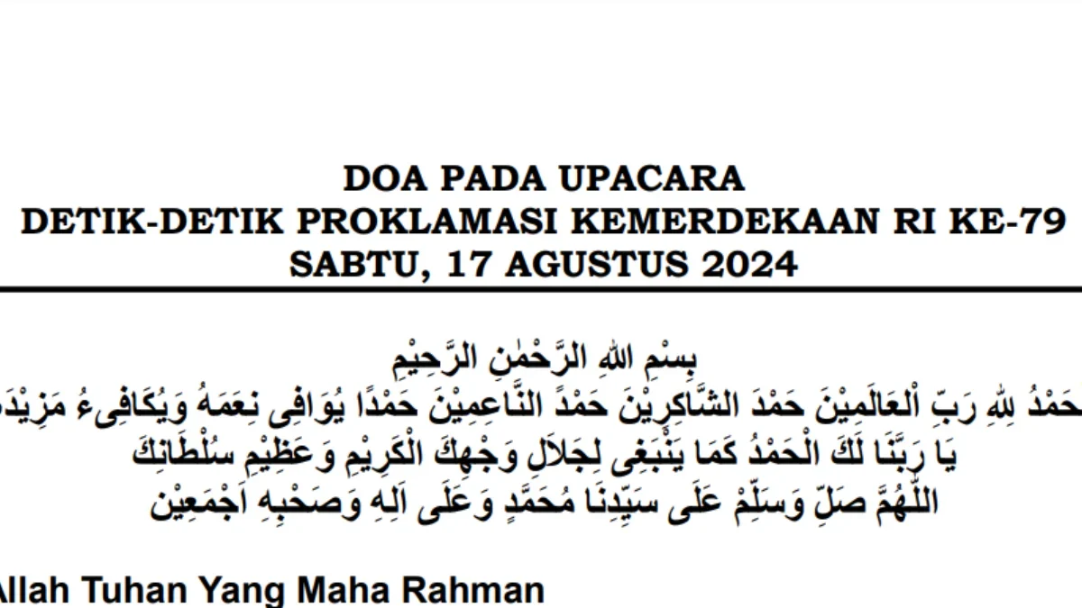 Teks Doa Resmi Upacara 17 Agustus 2024 Lengkap Link Download PDF(Tangkapan Layar Teks Doa Kemenag RI)