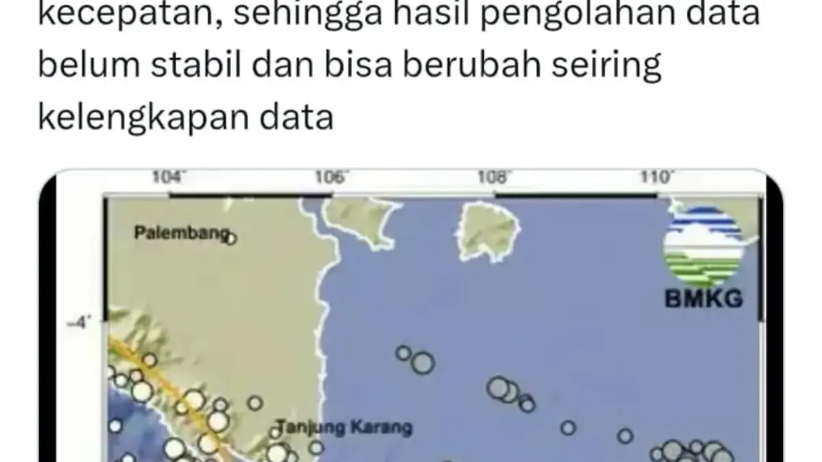 Gempa Bumi Bermagnitudo 4,3 Guncang Bekasi Dirasakan hinga Ciater Kabupaten Subang. Sumber foto/BMKG