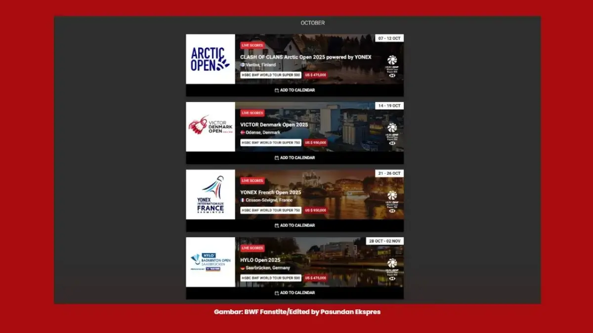 Turnamen BWF Oktober 2025