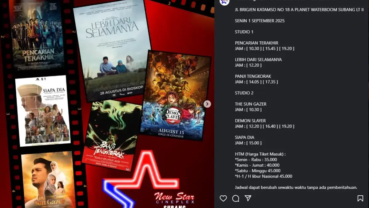 Jadwal Bioskop NSC Subang Terbaru