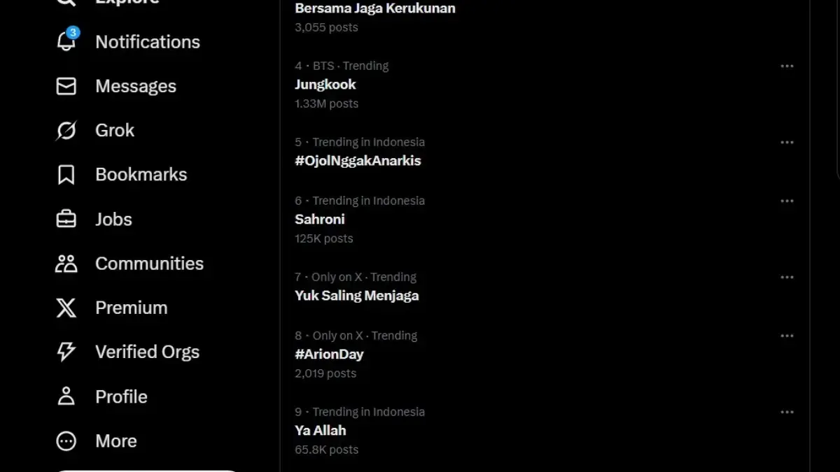 Trending X Hari Ini
