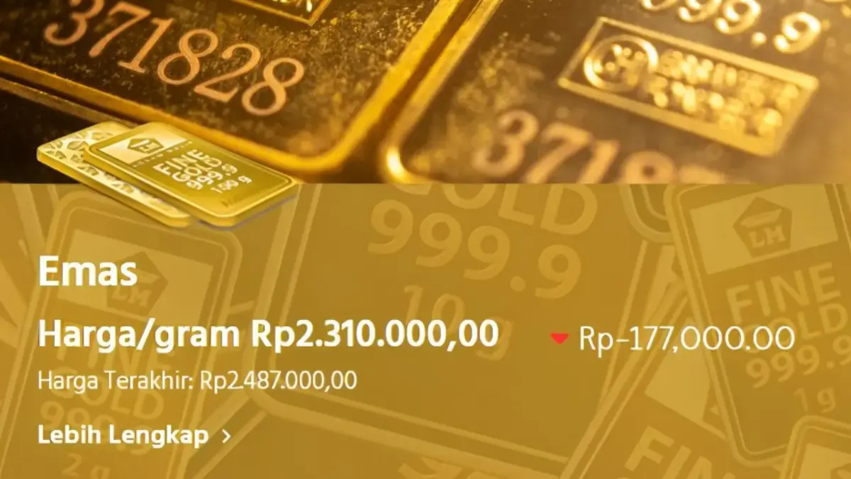 Harga Emas Per Gram Hari Ini Turun Rp177.000