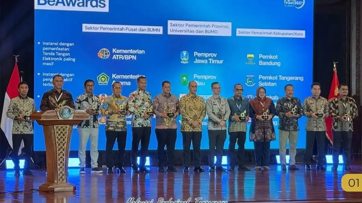 Kementerian ATR/BPN Raih Penghargaan Instansi dengan Pemanfaatan Tanda Tangan Elektronik Paling Masif