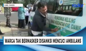 Warga Ciamis Tak Pakai Masker Diberi Sanksi Cuci Ambulans