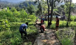 Warga Desa Mekarsari, Kecamatan Cibatu Turun ke Perkampungan Bersihkan Selokan dan Jalan