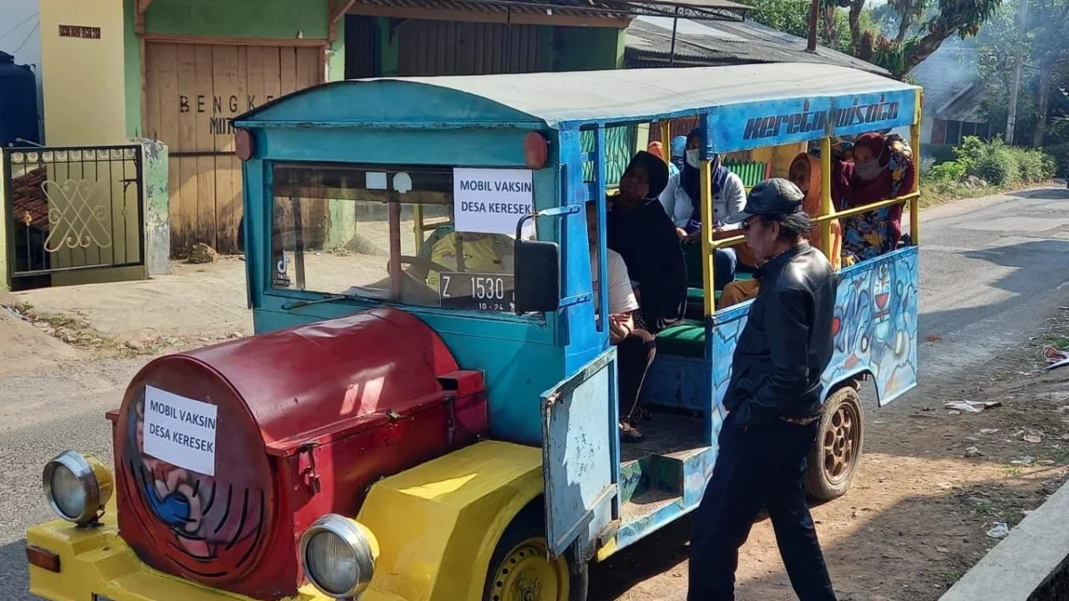 Desa Keresek Sediakan Odong-odong Jemput Warga Untuk Vaksinasi Covid-19