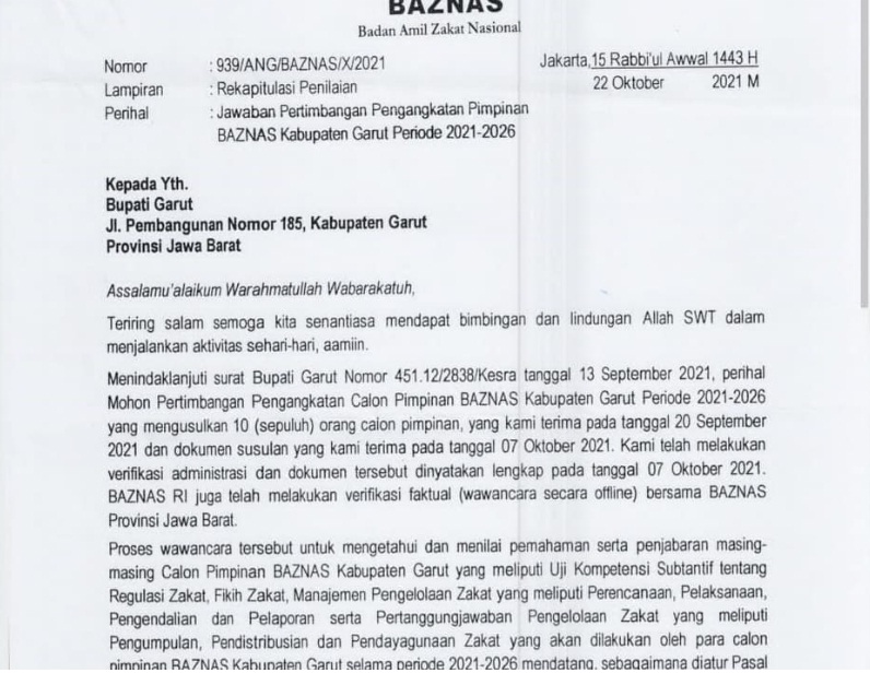 Rd Aas Kosasih Tak Masuk dalam Surat Pertimbangan Pengangkatan Pimpinan Baznas Garut, Begini Tanggapan Tokoh Pemuda