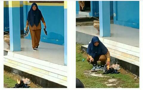 Viral di Media Sosial Guru Bakar Sepatu Siswa, Membuat Netizen Pro Kontra