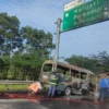 Penampakan Mobil Elf Terbakar di Tol Cipali