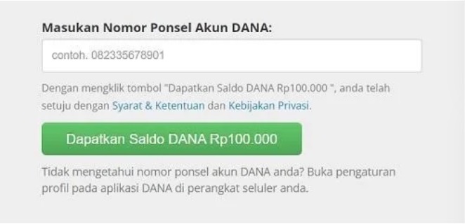 Saldo Dana Rp100 Ribu