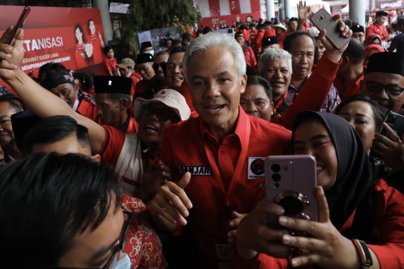 Gubernur Jawa Tengah, Ganjar Pranowo, saat menghadiri peringatan HUT Ke-50 PDI Perjuangan di Jakarta, Selasa (10/1/2023). (fofo dokumen FIN)