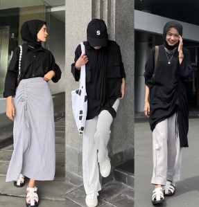 Outfit Kemeja Hitam Hijabers Lebih Keren dan Stylist (foto lemon8)