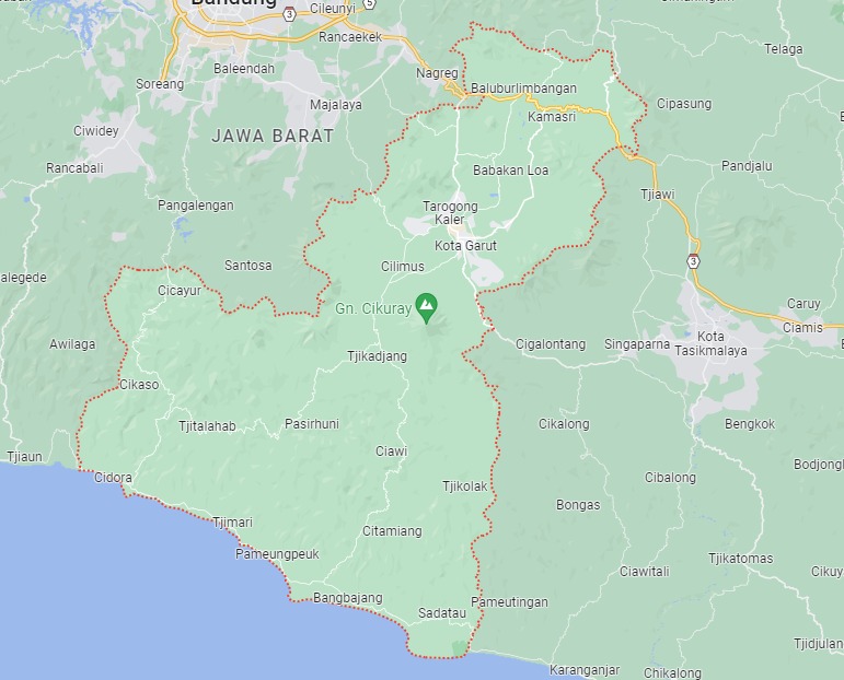 Peta Kabupaten Garut dari Google Maps