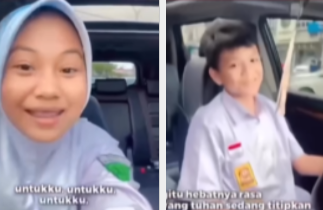 Sepasang Anak Berseragam SMP Pacaran Sambil Nyetir Mobil Sendiri