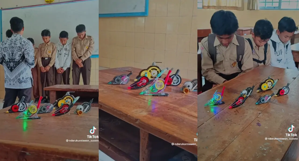 Viral Di TikTok! Kreatif Siswa Modif Tipe X Trondol Motor Balap Disekolah