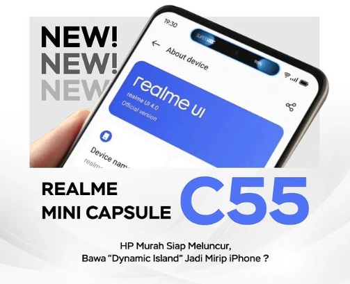 Android Rasa Iphone. Realme C55 "Dynamic Island"