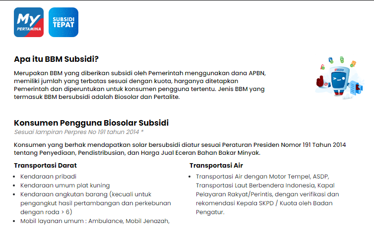 tampilan website MyPertamina untuk membuat barcode