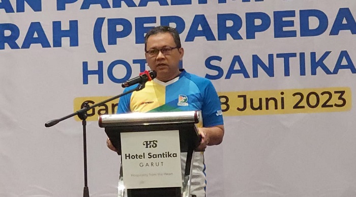 ANGGOTA DPRD JABAR ENJANG TEDI SAAT PEMBUKAAN EVENT PEPARDA JABAR 2023 DI KABUPATEN GARUT