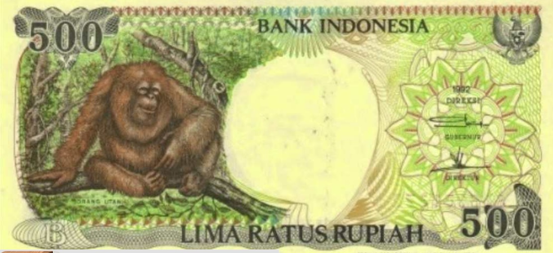 UANG KERTAS KUNO 500 ORANG UTAN