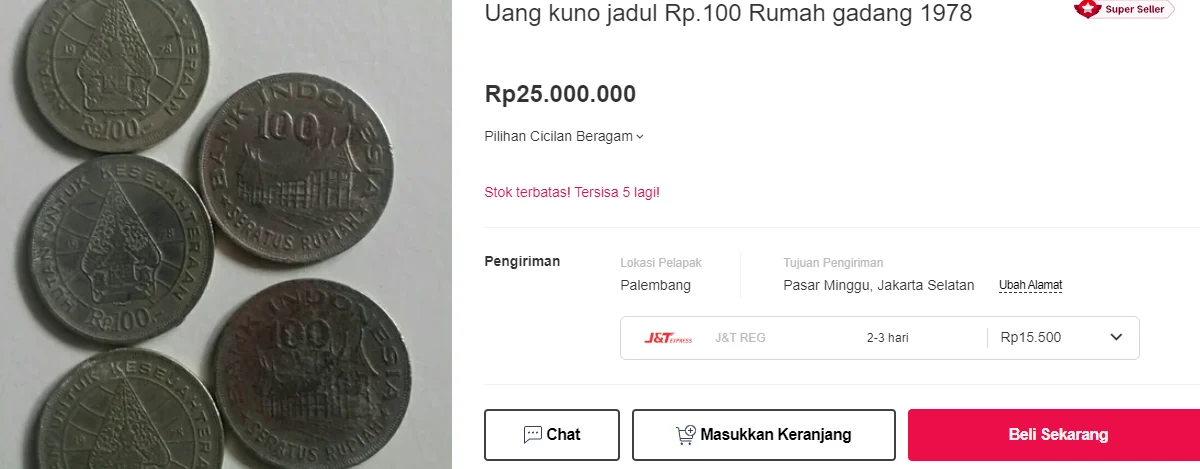 Koin Kuno Rp 100 Rumah Gadang 1978 Buruan Jual, Bisa Cukup Beli Komputer Spek Gahar?