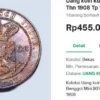 Laku Dijual! Uang Koin kuno Cent Nederlandsch Ini Terjual Rp455.000