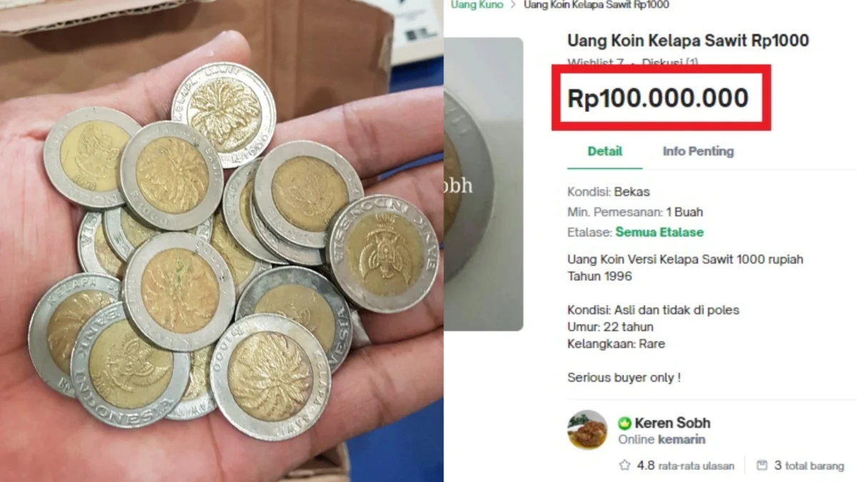 Mencengangkan! Koin Rp1000 Gambar Kelapa Sawit Harga Jualnya Tembus Rp100 Juta di Tokopedia