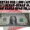 Apa Iya? Uang Kertas USD 1.000 (Amerika Serikat) Benar-benar Dijual dengan Harga Rp49 Miliar? Simak Penjelasannya Disini