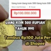 Uang Koin 500 Rupiah Tahun 1991 Harganya Meroket! Tembus Rp100 Juta Per Keping di Shopee