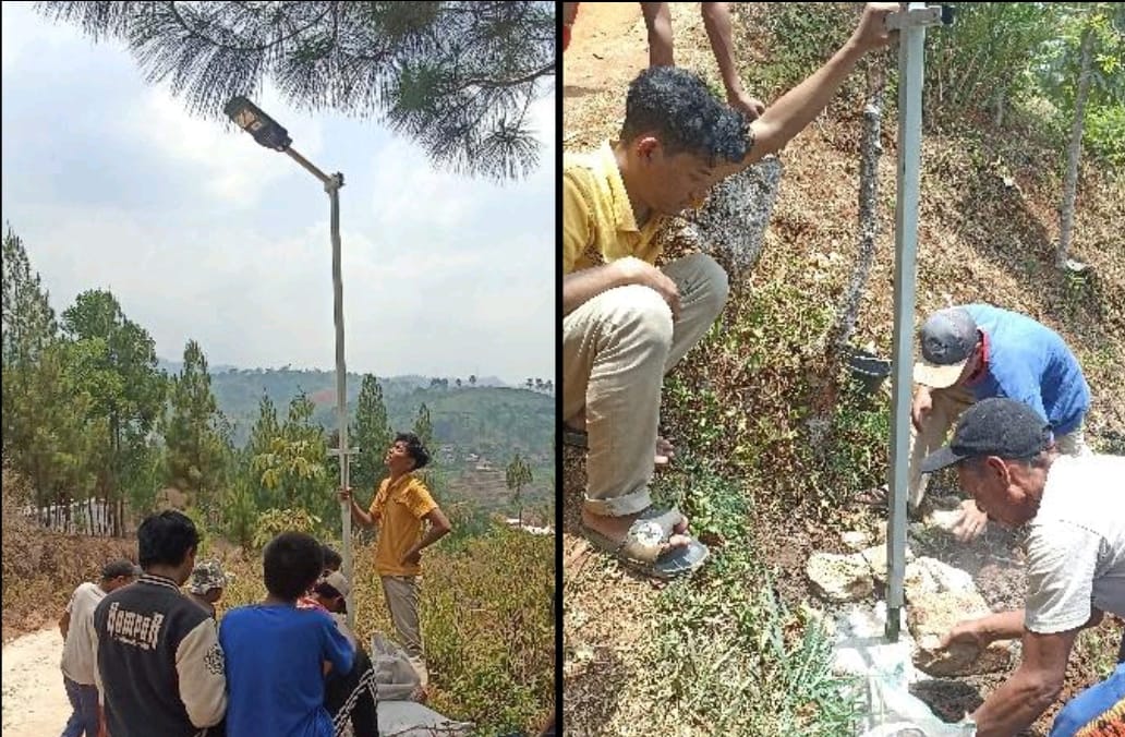 Begini Cara KOMPOR UPI Membangun Penerangan Jalan Otomatis di Desa Sirnajaya