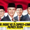 Ini Nih Jadwal Debat Ke 3 Capres-Cawapres Pilpres 2024!