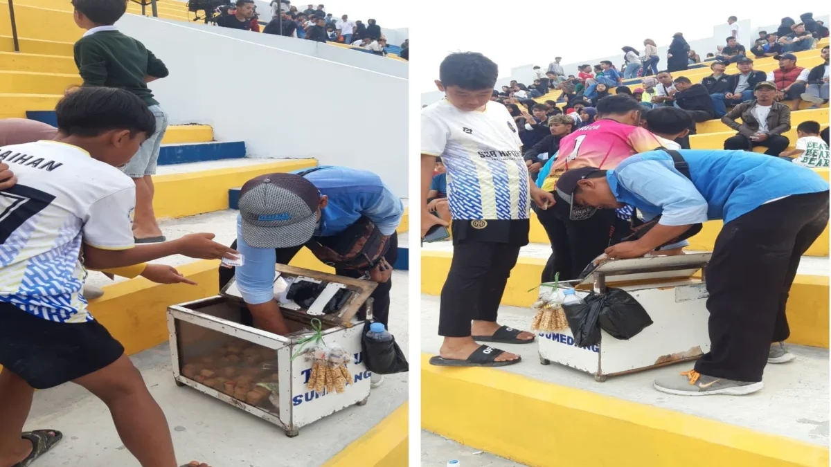 Penjual Tahu Laris Manis di Pertandingan Persigar, Penonton Menikmati Tahu Sambil Teriak Dukung Persigar Ale/Radar Garut