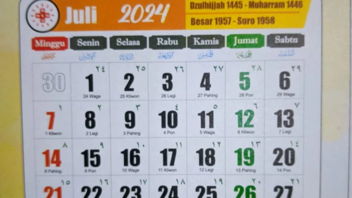 Jadwal Tanggal Merah dan Hari Besar Nasional di Bulan Juli 2024