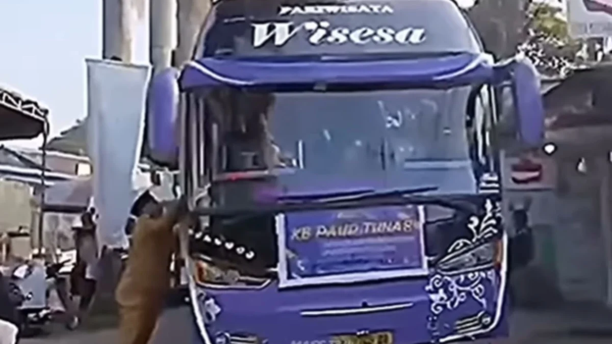 Guru SD Hadang Bus Pariwisata Berklakson Telolet di Depok, Aksi Viral di Sosial Media