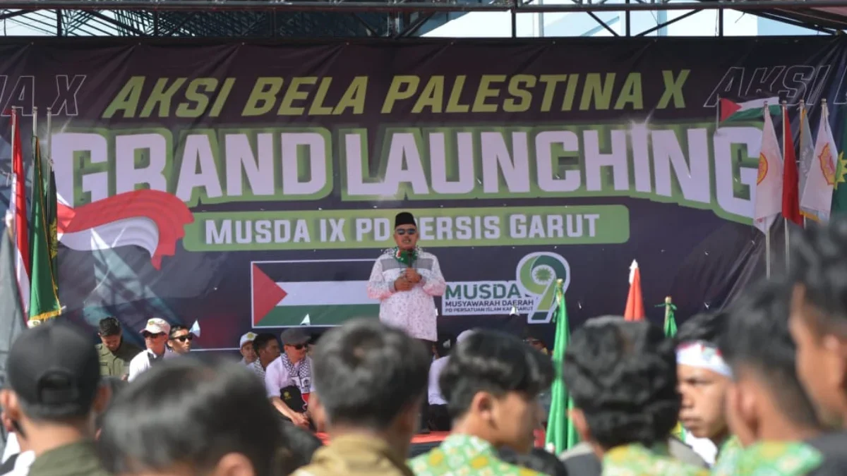 Ribuan jemaah Persatuan Islam (Persis) Kabupaten Garut, menggelar aksi bela palestina