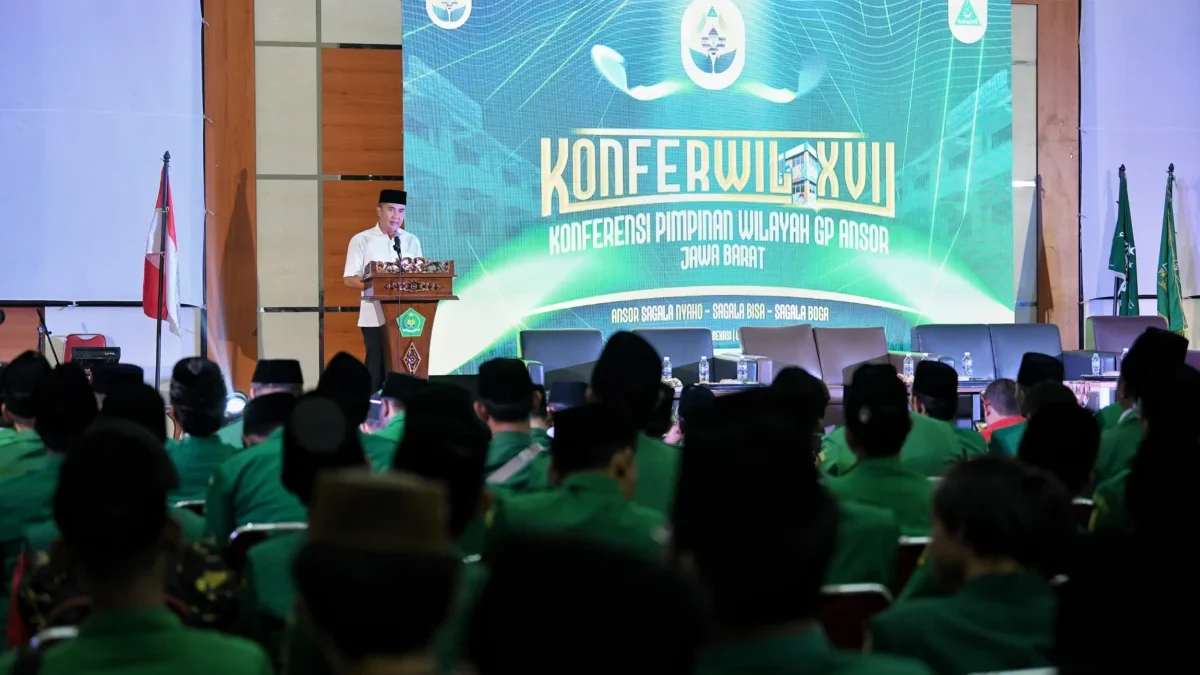 Penjabat Gubernur Jawa Barat Bey Machmudin memberikan sambutan pada Konferensi Wilayah (Konferwil) XVII/ 2024