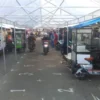 Kondisi terkini tenda atau lapak PKL di jalan Pasar Baru yang akan mulai ditempati oleh PKL